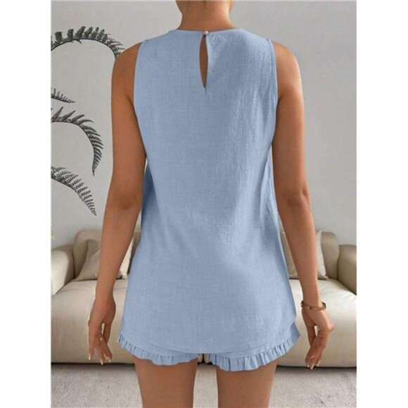 Lace Detail Round Neck Tank and Shorts Set - Picture 12 of 16